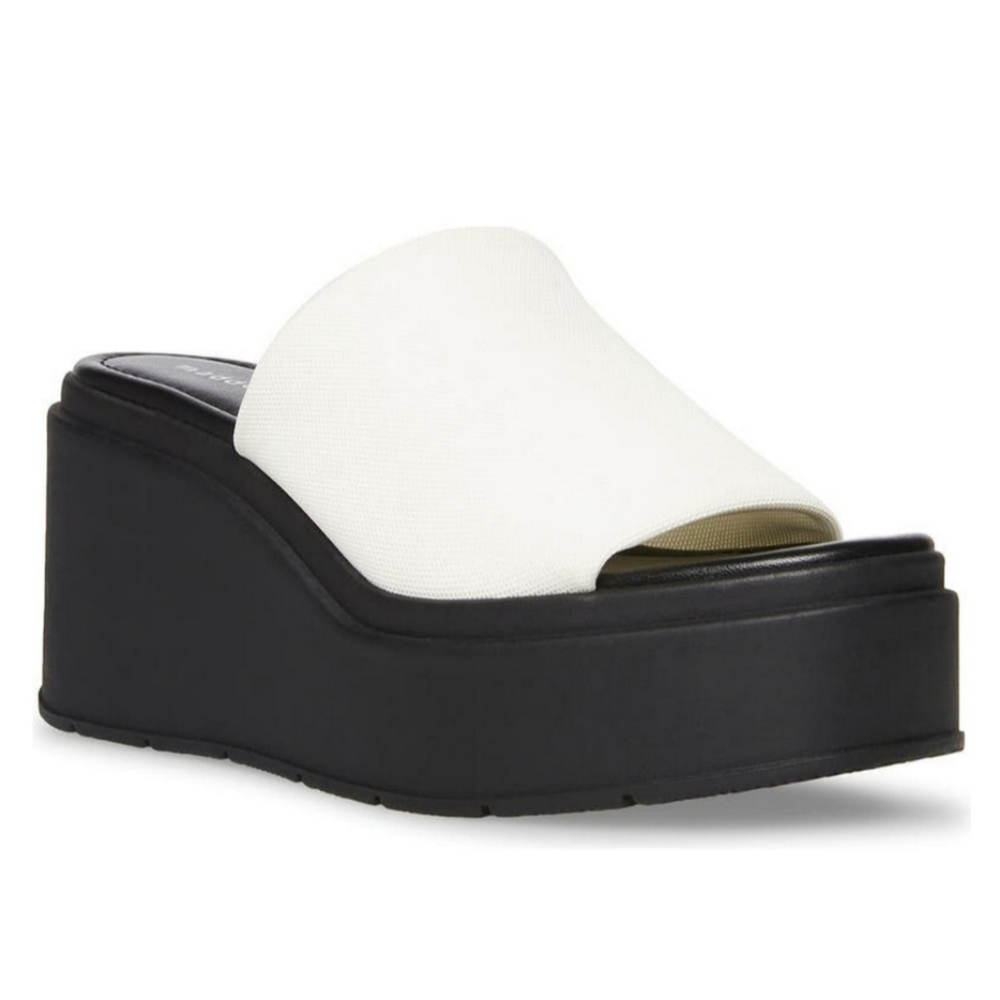 Madden Girl Wesley Platform Wedge Slide Sandals WHITE Sz 11